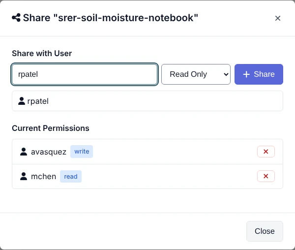 Sharing a running analysis with another CyVerse user